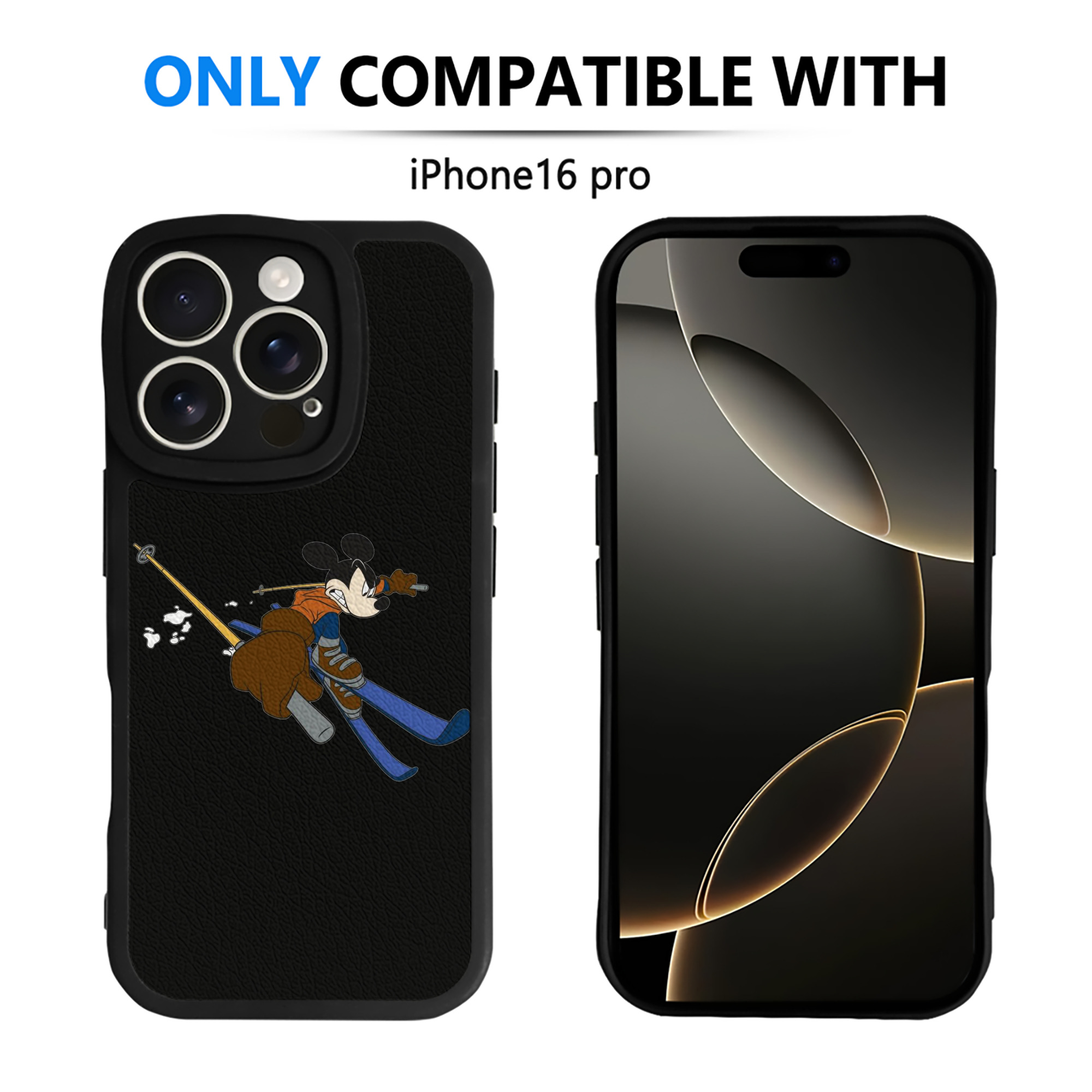 （画像用） ミッキーマウス Mickey Mouse 【iPhone 16シリーズ対応】シリコンスマホケース（レザー調） 材質：シリコン
